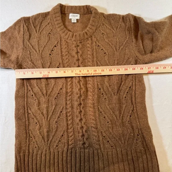 J. Crew Women’s Brown Pointelle Cable Knit Sweater - Picture 6 of 8